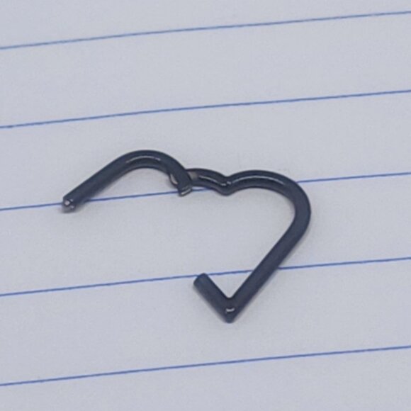 16g Titanium Black Heart 3/8 Hinged Hoop Seamless Ring B2640 - Picture 3 of 5